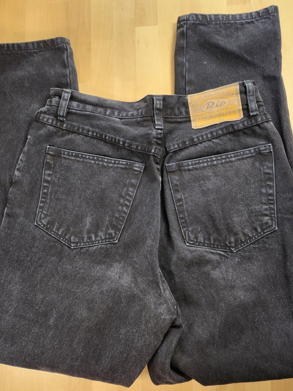 Rio 28" Vtg 80s 90s 100% Cotton Black Jeans Made In Hong Kong